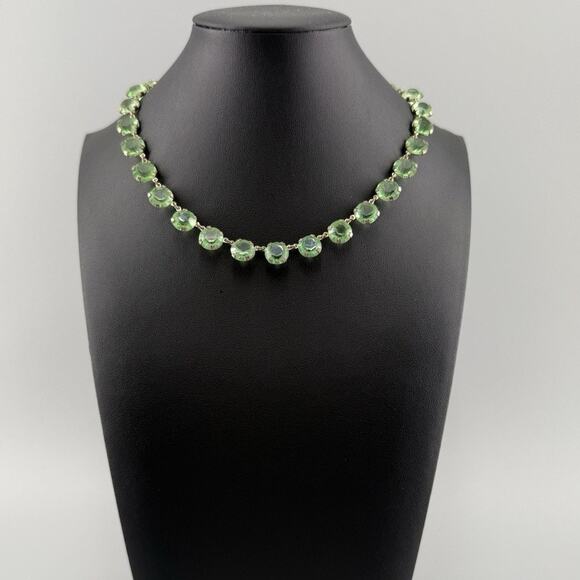Antique Jewelry - Antique Art Deco Mixed UV Reactive Glass Rivière Necklace Uranium Manganese UV